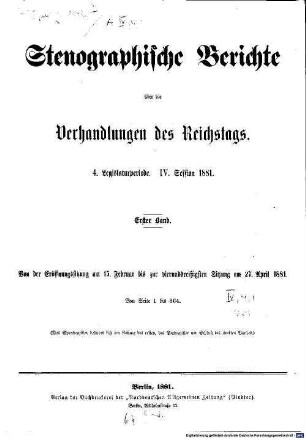 Verhandlungen des Reichstages. Stenographische Berichte. 62. 1881