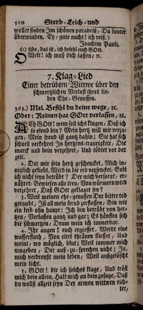 7. Klag-Lied Einer betrübten Wittwe über den schmertzlichen Verlust ihres lieben Ehe-Genossen.