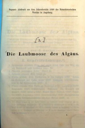 Südbayerns Laubmoose : [Umschlagtitel], 2