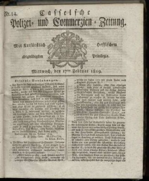 Nr. 14, Mittwoch, den 17ten Februar 1819