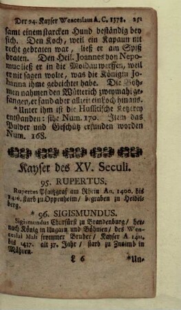 Kayser des XV. Seculi