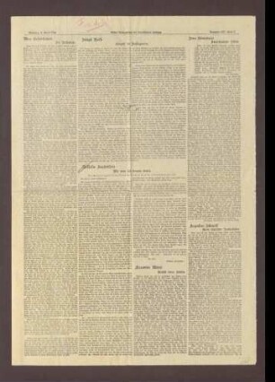 Zeitungsausschnitt aus der "Frankfurter Zeitung" mit dem Artikel: "Wie man sich kennen lernte. Ein Geburtstagsbrief für Anton Fendrich" von Wilhelm Hausenstein