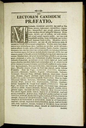 Ad Lectorem Candidum Præfatio.