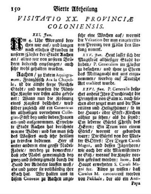 Visitatio XX. Provinciæ Coloniensis