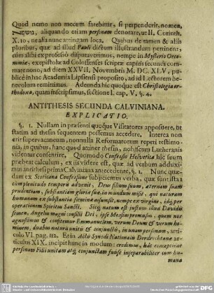 Antithesis Secunda Calviniana