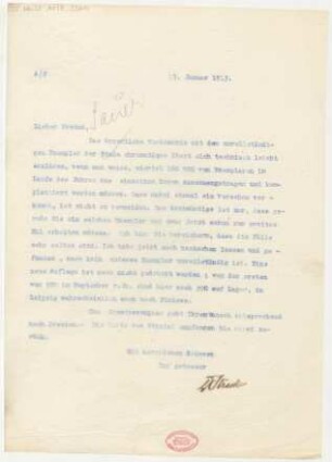 Brief an Emil von Sauer : 17.01.1913