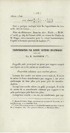 Transformation par rayons vecteurs réciproques.