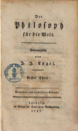 Der Philosoph für die Welt, 1