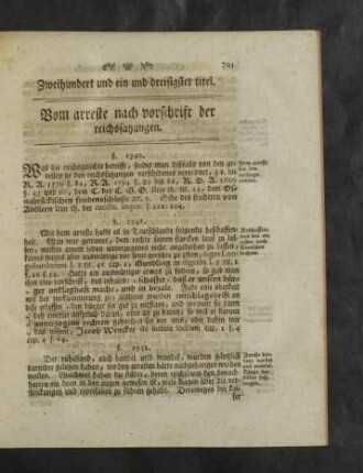 Zweihundert und ein und dreisigster - Zweihundert und virzigster titel.