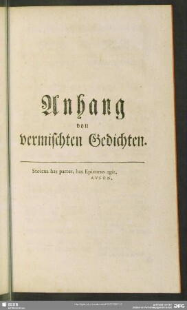 Anhang von vermischten Gedichten