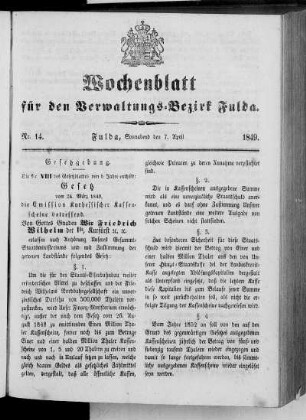 Nr. 14, Ausgabe vom 7. April 1849