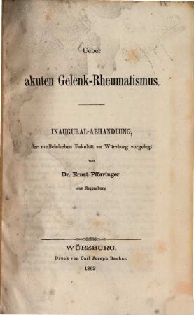 Ueber akuten Gelenk-Rheumatismus