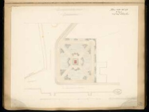 Gefallenendenkmal, Calau Monatskonkurrenz Juni 1877: Lageplan; Maßstabsleiste