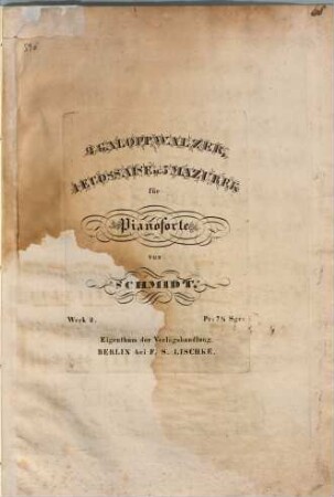 2 Galoppwalzer, 1 Ecossaise u. 3 Mazurek : für Pianoforte ; Werk 2