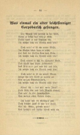 Was einmal ein alter leichtsinniger Corpsbarsch gesungen