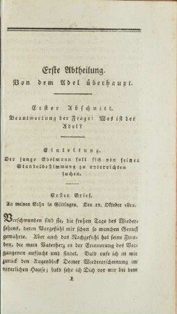 Erste Abtheilung. Von dem Adel überhaupt.