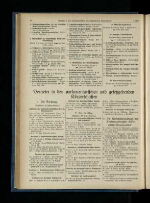 Vertreter in den parlamentarischen und gesetzgebenden Körperschaften
