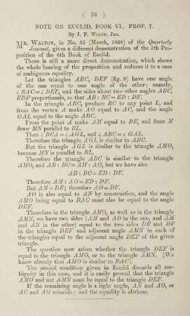 Note on euclid, Book VI., Prop. 7.