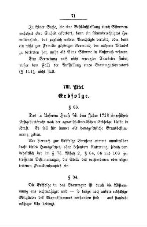 VIII. Titel. Erbfolge.