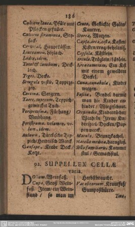 92. Suppellex Cellae varia