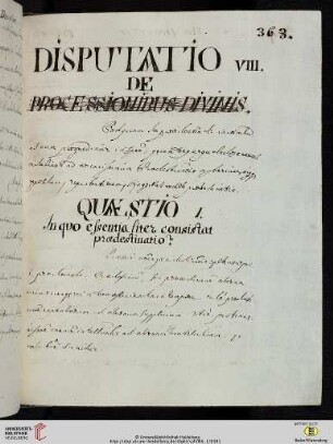 Disputatio VIII