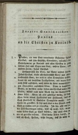 Zweytes Sendschreiben Paulus an die Christen zu Korinth.