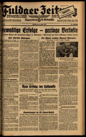 Ausgabe vom Freitag, den 13. Juni 1941.