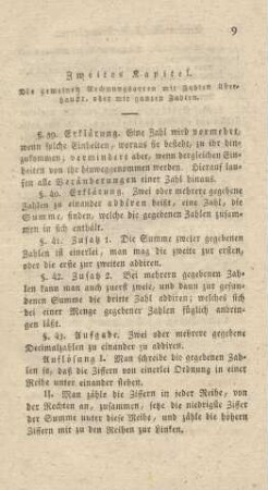 Zweites Kapitel. Die gemeinen Rechnungsarten mit Zahlen überhaupt, oder mit ganzen Zahlen