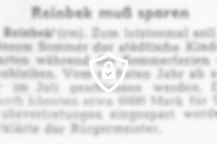 Reinbek muß sparen