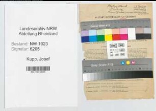 Entnazifizierung Josef Kupp , geb. 14.07.1893 (Oberzollinspektor)