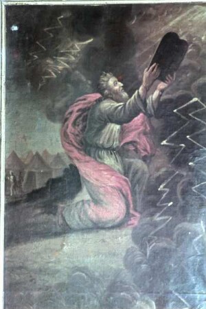 Typologische Darstellung von Szenen des Alten Testaments — Mose mit den Gesetzestafeln
