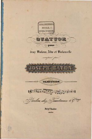 Partition des quatuors, 55. [H 3,36 ; op. 20,6]. - 24 S. - Pl.-Nr. 840