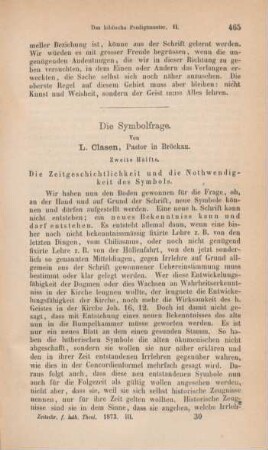 465-484 Die Symbolfrage : zweite Hälfte