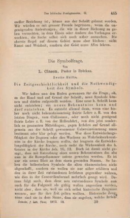 465-484 Die Symbolfrage : zweite Hälfte