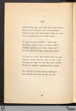 LVIII: Verhüte Gott der mich euch schuf zum knecht