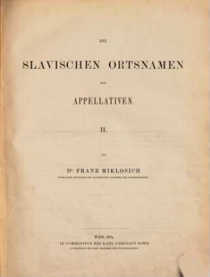 Die slavischen Ortsnamen aus Appellativen, 2