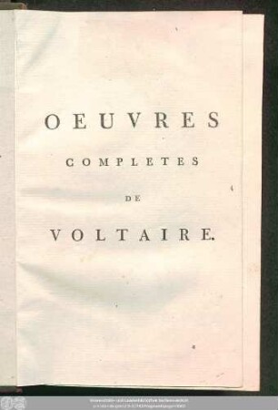 T. 20 = T. 1: Oeuvres Completes De Voltaire
