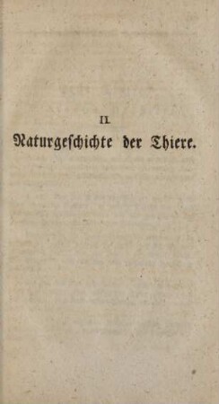 II. Naturgeschichte der Thiere