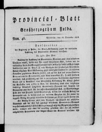 Num. 46, Ausgabe vom 18. November 1818
