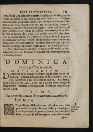 Dominica Octava post Pentecosten.