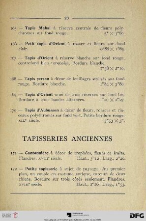 Tapisseries Anciennes (Nr. 171-178)