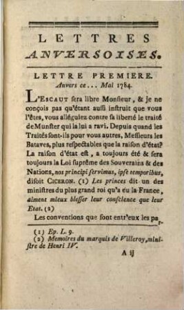 Lettres Anversoises Ou Correspondance Politique