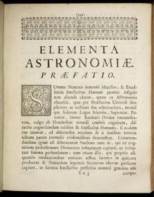 Elementa astronomiæ. Præfatio.