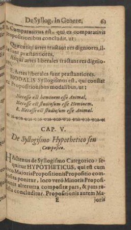 Cap. V. De Syllogismo Hypothetico seu Compositio.