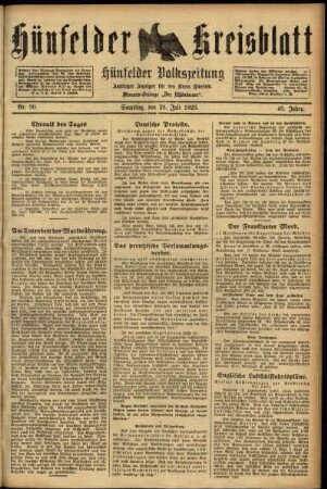 Ausgabe vom Samstag, den 28. Juli 1923.