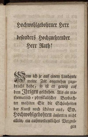 Hochwohlgebohrner Herr!