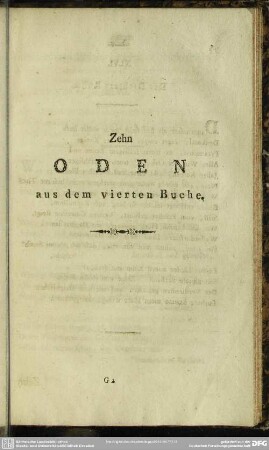 Zehn Oden aus dem vierten Buche