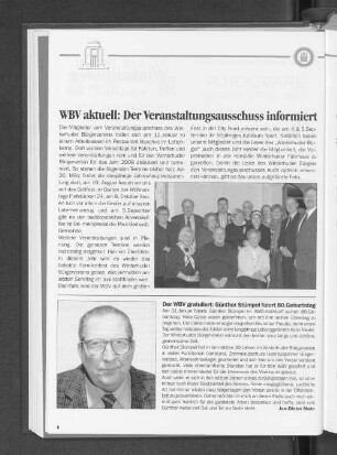 WBV aktuell: Der Veranstaltungsausschuss informiert