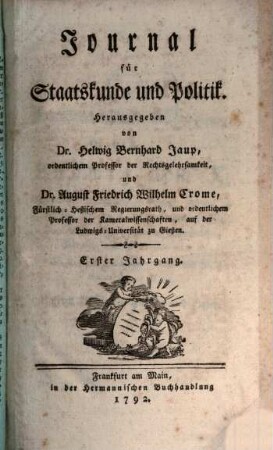 Journal für Staatskunde und Politik. 1, 1. 1792