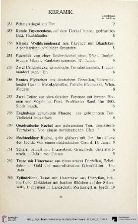 Keramik (Nr. 251-316)